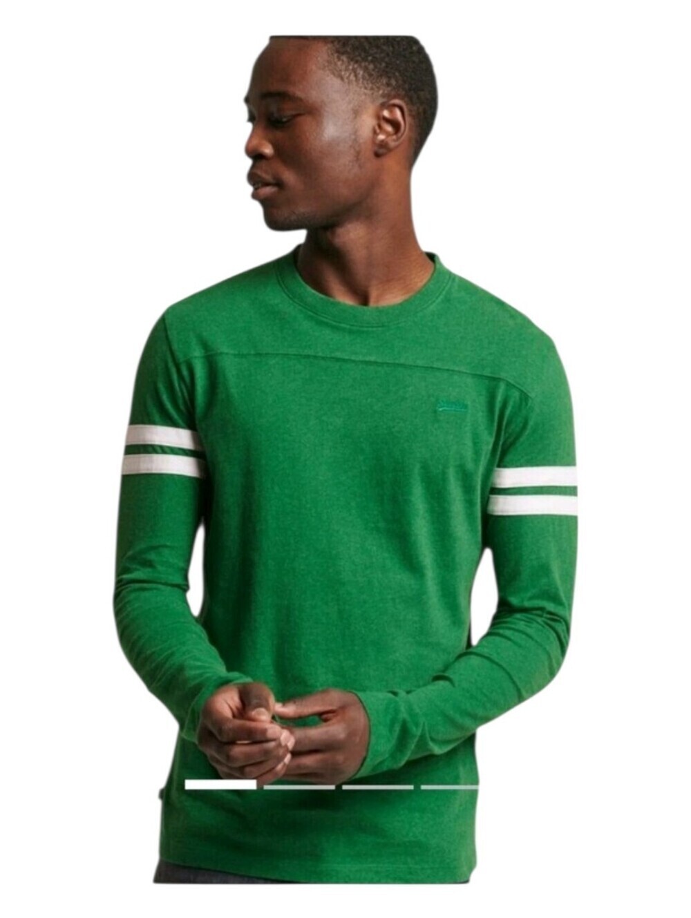 Superdry Mens Green Organic Cotton Vintage Logo Quarterback Long Sleeve Top XXL